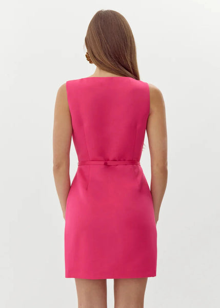 vneck satin fit and flare dress
