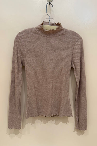 lettuce edge rib mock neck top