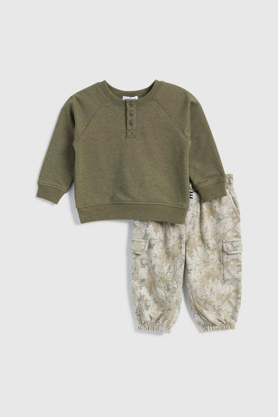 baby boy henley + print jogger set
