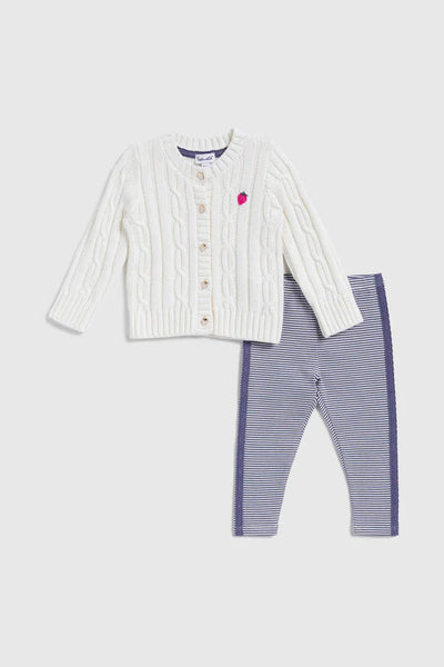 baby berry cardigan + stripe legging set