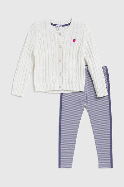 toddler berry cardigan + stripe legging set