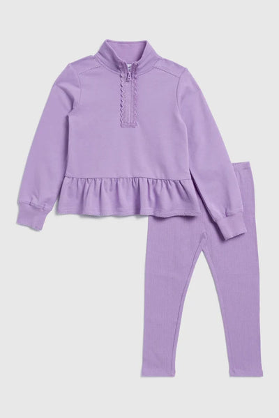 girls 1/4 zip top + legging set