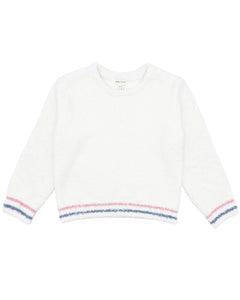 girls fuzzy contrast tip sweater