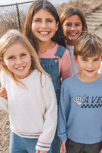 girls fuzzy contrast tip sweater