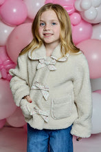 Load image into Gallery viewer, girls floral trim sherpa jacket
