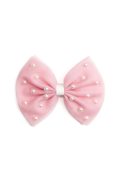 pearl tulle bow clip