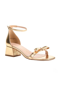 bow strap block heel sandal