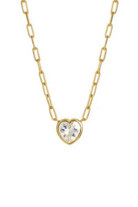 cz bezel heart necklace