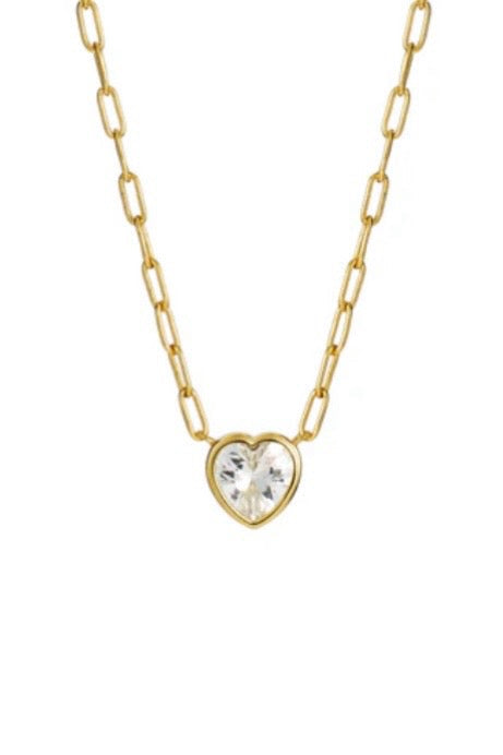 cz bezel heart necklace