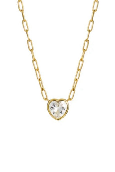 cz bezel heart necklace