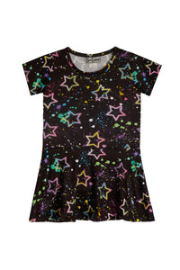 girls splatter star short sleeve dress