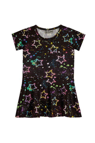 girls splatter star short sleeve dress