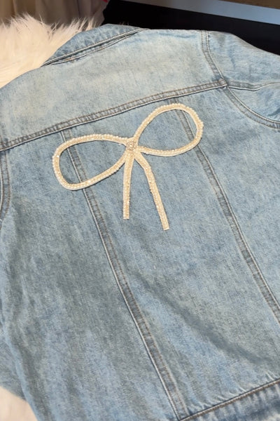 girls bows denim jacket