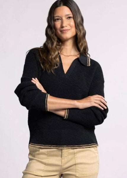 tipped polo rib sweater