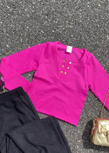 Load image into Gallery viewer, girls long sleeve rib henley
