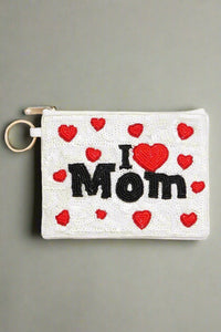 beaded pouch I love mom