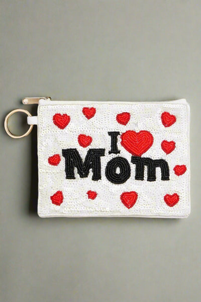 beaded pouch I love mom