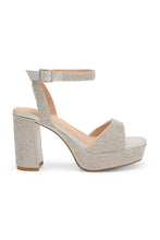 Load image into Gallery viewer, shimmer platform heel sandal
