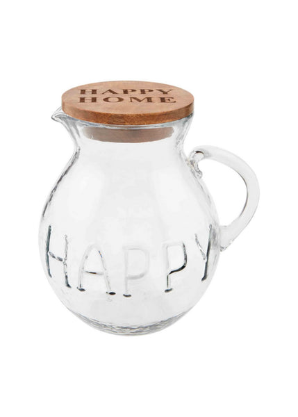 happy glass pitcher