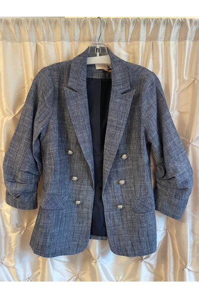linen 3/4 sleeve blazer