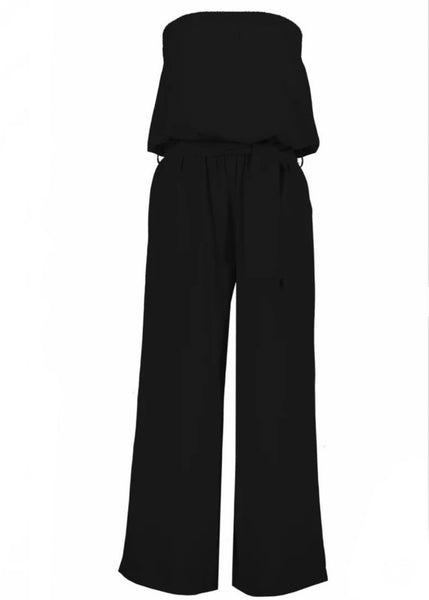 strapless solid jumpsuit