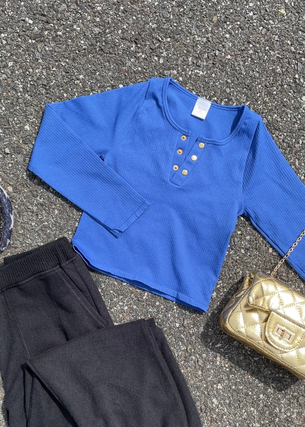 girls long sleeve rib henley