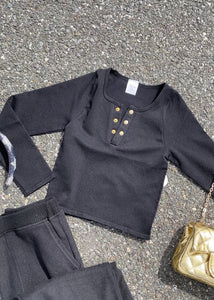 girls long sleeve rib henley