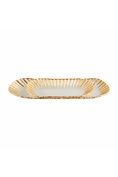 gold edge glass tray small