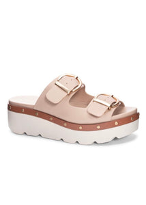 2 buckle wedge sandal