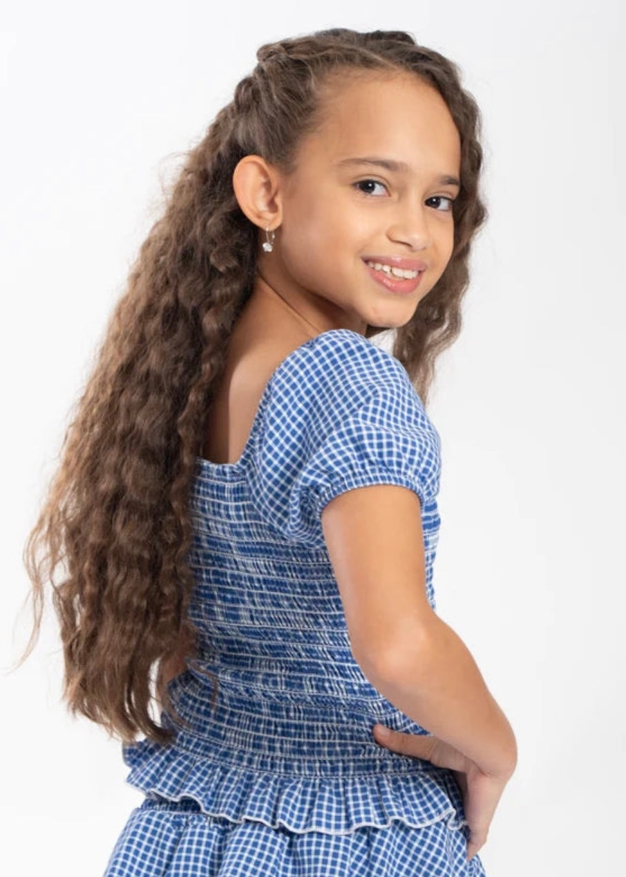 girls plaid smock top