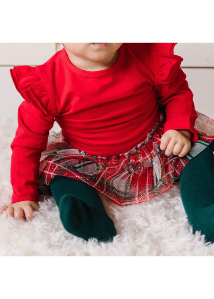 baby christmas plaid tutu bodysuit