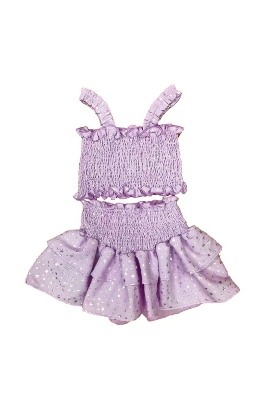 girls foil stars smocked 2pc set