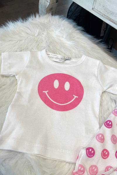 girls rib multi smile tee + pant set