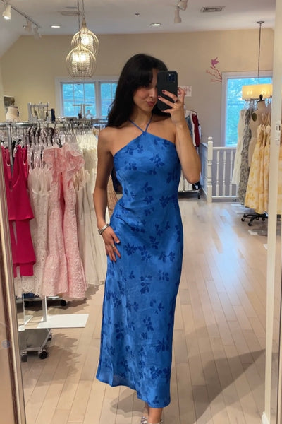crossback halter midi dress