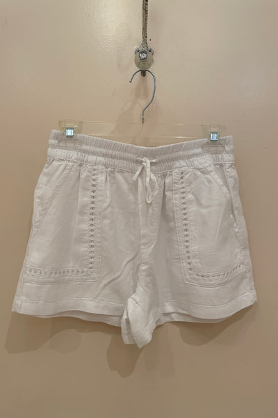 crochet trim pocket shorts