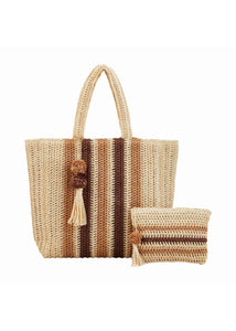 straw tote + pouch set