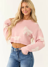 Load image into Gallery viewer, crew neck bows sweaer
