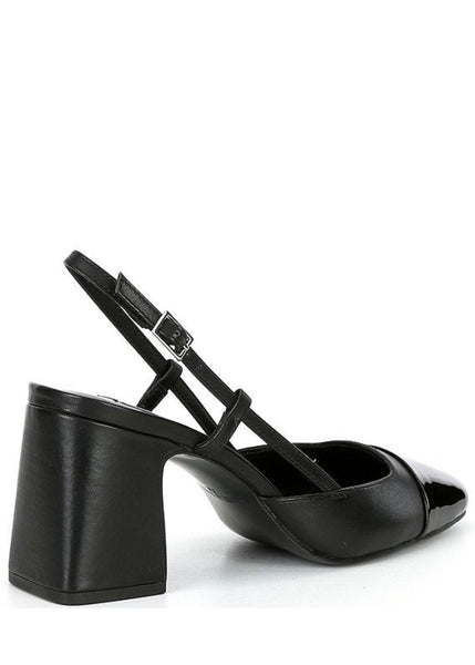cap toe sling back heel