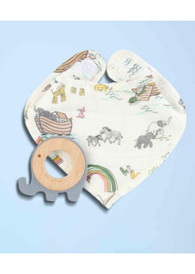 noahs ark teether + bib set