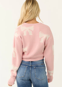crew neck bows sweaer
