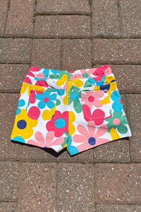 back of girls flower power shorts