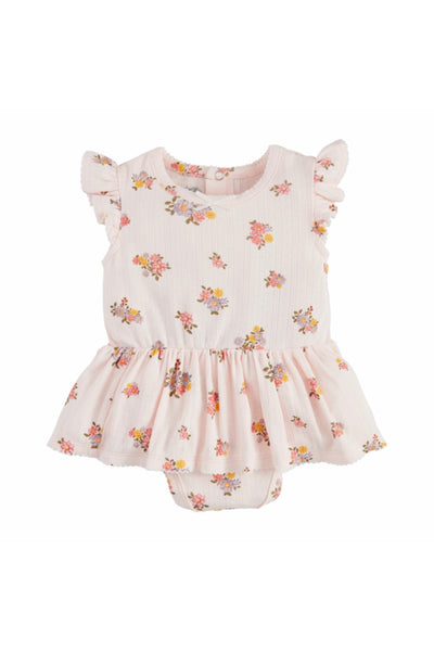 baby pointelle floral skirted onesie