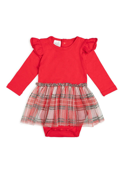 baby christmas plaid tutu bodysuit
