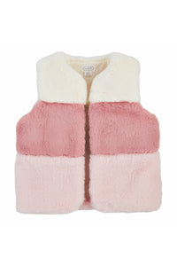 girls colorblock faux fur vest