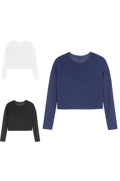girls long sleeve seamless rib top