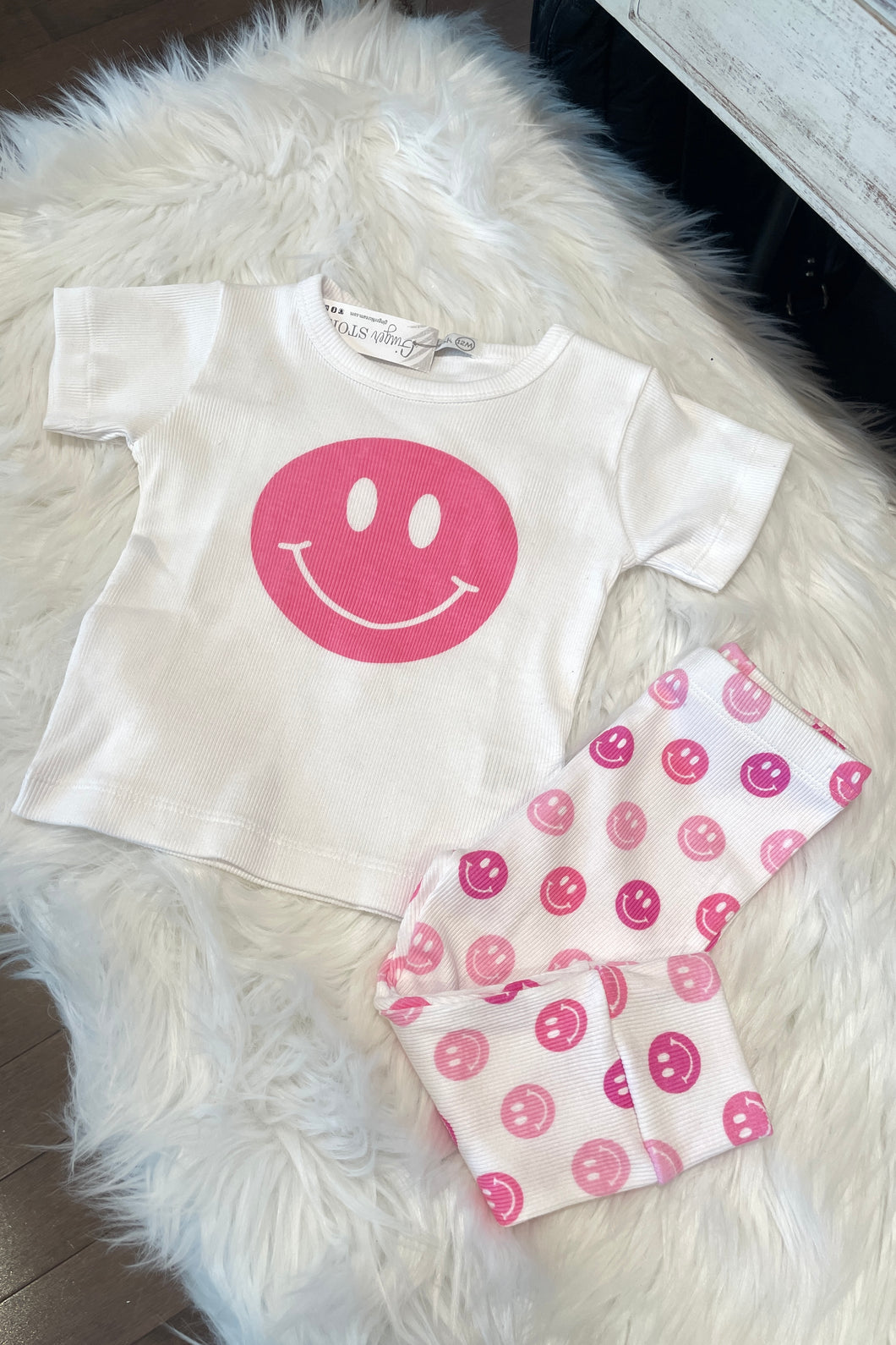girls rib multi smile tee + pant set