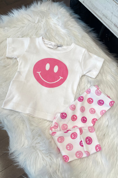 girls rib multi smile tee + pant set