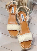 Load image into Gallery viewer, crochet trim espadrille wedge sandal
