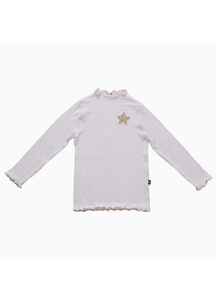 girls star rib mock neck