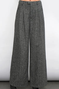 herringbone wide trouser pant
